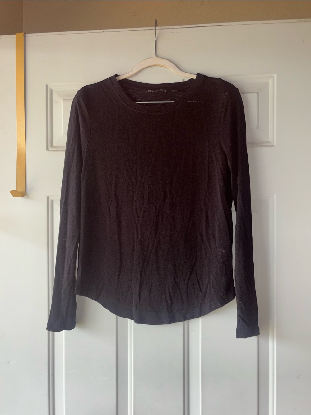 Athleta black slub knit long sleeve tee size S